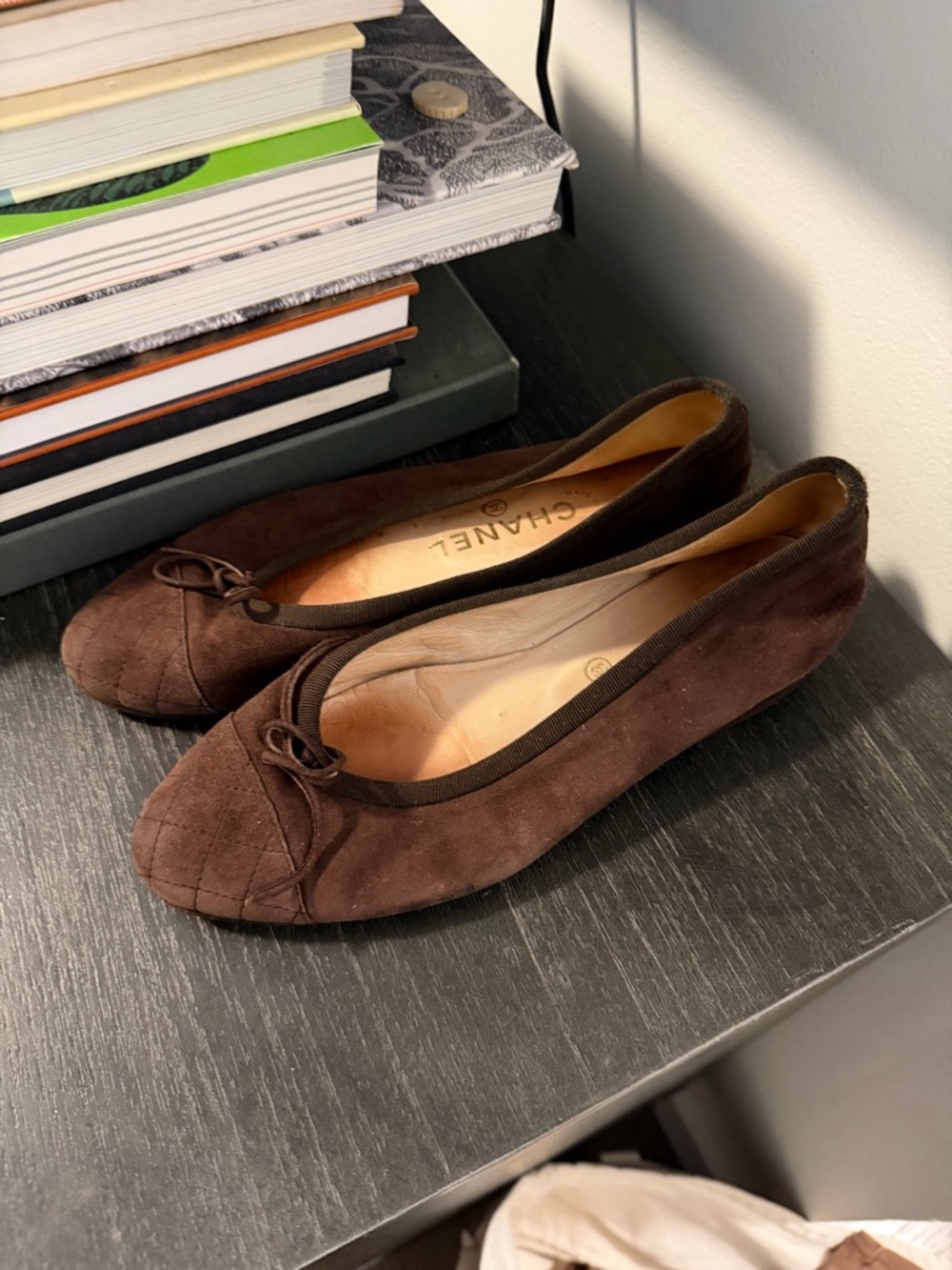 CHANEL Brown Suede Ballet Flats - Picture 2 of 5